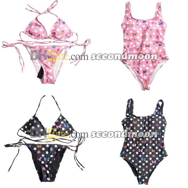 Maillot de bain à pois femmes taille haute Bikinis papillon maillot de bain imprimé Sexy licou Bikinis ensemble