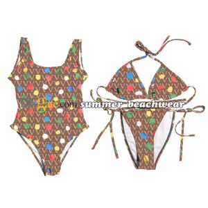 Polka Dot Bikini Set Dames Tweedelig Badpak Letters Print Badpak Sexy Halter Zwemkleding
