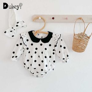 Polka Dot Romper Geboren Meisje Kleding Lente Herfst Lange Mouw Jumpsuit Baby Onesie Outfit Infant Bodysuit 210529