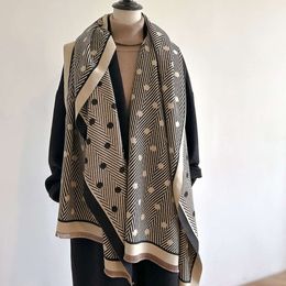 Châle en cachemire imprimé à rayures à pois pour femme, écharpe de cou chaude à la mode, Protection contre le froid, pour les déplacements, hiver