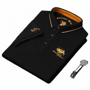 polo bordado para hombre, Top de alta gama, camiseta de manga corta c solapa informal verano, mode coreana, november 2023 K1Ue#