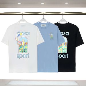 Polo Casa Blanca Mens T-shirt Nieuwe korte mouwen Trendy Tennis Club Casa Letter Front Back Drukte heren T-shirt A92Y