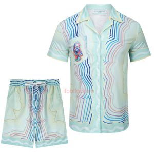 Polo Casa Blanca Mens T Shirt Trendy Unisex Beach Style Floral Shirt Set