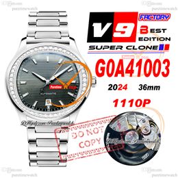 Polo Date G0A41003 Miyota M9015 Automatische herenwork V9F 42 Diamanten Bezel Black Stick Dial Stainless Steel Bracelet Super Edition Puretime Reloj Hombre Montre Ptpg Ptpg