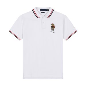 POLO Designer herenpoloshirt Puur katoen, anti-rimpel, op maat geborduurd berenpatroon Effen kleur, revers met korte mouwen, herenoverhemd, kledingstuk S-2XL