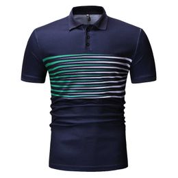 Polo Homme de Marque Haute Qualite Heren Polo Shirt Heren Shirts Korte Mouw Strepen Button Down Jerseys Zomer Mens Polo Shirts 210527