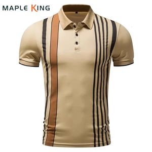Polo Men Luxury Striped Prited Golf Tee-Shirts Homme Summer Elegant Business Camiseta Polo Shirts Mens Casual Office Wear 240515