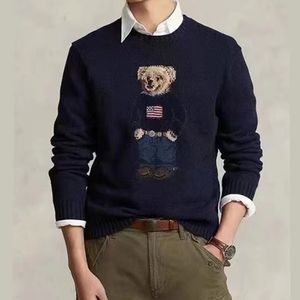 Polo Ralph Suéteres Otoño Diseñador de los hombres RL Suéteres Dibujos animados Rl Oso Bordado Moda Manga larga Jersey de punto Lana Algodón Suéteres de Navidad HAN7