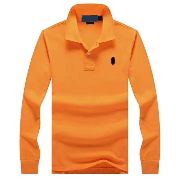 Polo Ralphs Laurens Camisa Polo Manga Longa Mens Polos Pony Label Ralphs Bordado Cor Sólida Lapela Algodão Solto Grande 1106