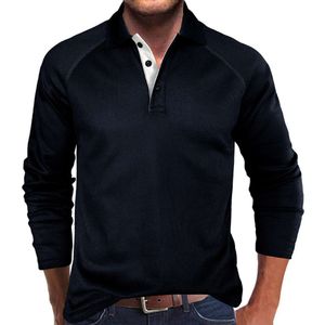 Polo Automne et hiver T-shirt à manches longues pour hommes pour hommes avec un revers et une gaufre