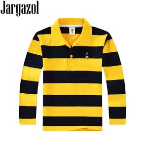 Polo Shirt Kids Clothes Tops Couleurs Stripes Coll-Down Collier automne à manches longues Polos Baby Boy Camisetas Boys Shirts Teen 3T-15T 240418