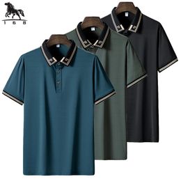 Polo shirt mannen 6xl 7xl 8xl zomer hoge kwaliteit heren met korte mouwen polo shirt ijs zijden zijden zakelijke casual poloshirt 8927 240410