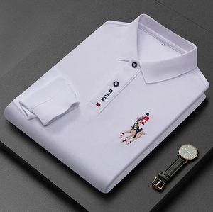 Poloshirt Heren T-shirt met lange mouwen Effen kleur revers Zakelijk formeel top Casual borduurwerk poloshirt Succesvolle individuen