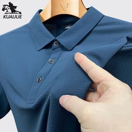 Polo Shirt Men M-7XL 8xl 9xl Zomer Hoge kwaliteit Heren met korte mouwen Polo Shirt Ice Silk Mens Business Casual Polo Shirt A90 240420