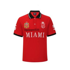 Polo Shirt Men Nieuw poloshirt met korte mouwen voor mannen, Miami, VS, Sport en Casual Pure Cotton, European Plus Size