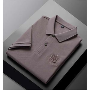 Polo shirt heren 2024 Summer Solid Color Rapel Borduured van middelbare leeftijd zakelijke korte mouwen T-shirt voor mannen t-