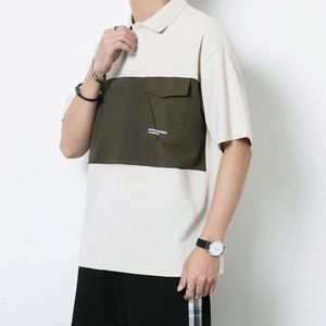 Polo shirt heren zomer nieuwe contrasterende revers korte mouwen t-shirt voor tieners casual persoonlijkheidspocket bodem trend