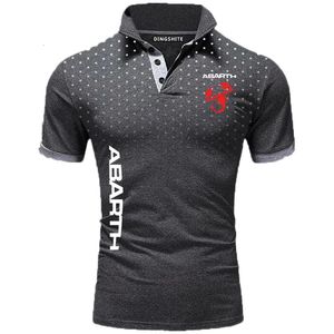 Polo été haute qualité hommes coton haut de gamme affaires décontracté revers manches courtes abarth imprimé t-shirt haut 240106