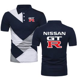 Polo -shirts Casual Men T -shirts stijl korte mouw top tees nissan gtr auto's rapel topshirts goltshenis homme contrast kleur polo