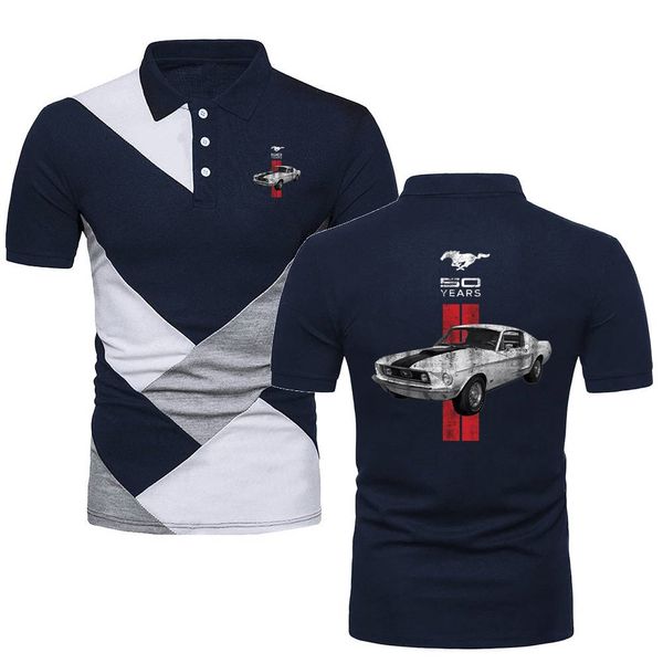 Polos Camisetas para hombre Ford 50 años Logo Ropa deportiva Camisetas Militar Mustang Car Camiseta de manga corta Polo de color en contraste