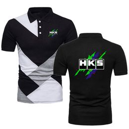 Poloshirts Heren T-shirts HKS bedrukte T-shirts met korte mouwen Auto Militaire stijl Jersey Golftennis Topshirts Contrasterende kleur polo