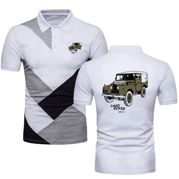 Polos pour hommes, voitures terrestres Rover série 90, top t-shirts, voiture militaire, maillot à manches courtes, couleur contrastée