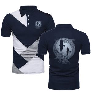 Polos t-shirts pour hommes Vikings série TV Odin's Raven Ragnar Lodbrok t-shirts courts Style militaire Jersey contraste couleur Polo