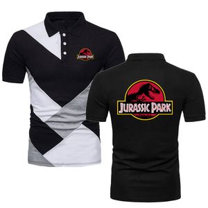 Polos hommes t-shirts JURASSIC PARK dinosaure monde graphique t-shirts militaire à manches courtes maillot Golftennis contraste couleur Polo