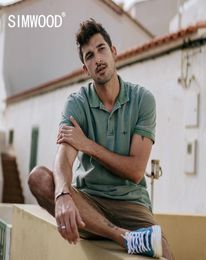 Polo Simwood Vintage Esthetic Shirts Men 220G Gaza Penado 100 Katoen Tamaño grande Caballeros de verano SJ1301158493762