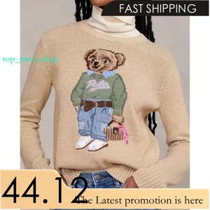 Polo Sweater Chandails tricotés femmes chandails dessin animé Rl ours femmes vêtements d'hiver mode à manches longues tricoté pull coton laine coton 597