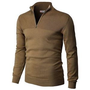 Polosweater Heren Casual Slim Fit Pullover Truien Lange mouw Gebreide stof Zip-up Mock Neck 190