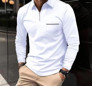 Polo t-shirts voor mannen mode veelzijdige casual vaste kleur zipzak