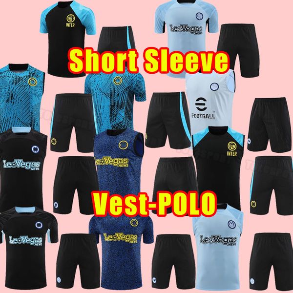 POLO VEST Inter Lukaku Soccer Survêtements 23 24 BARELLA VIDAL LAUTARO ERIKSEN ALEXIS DZEKO CORREA UNIFORMES 2023 2024 Milan Pantalon à manches courtes Ensemble d'entraînement Gilet