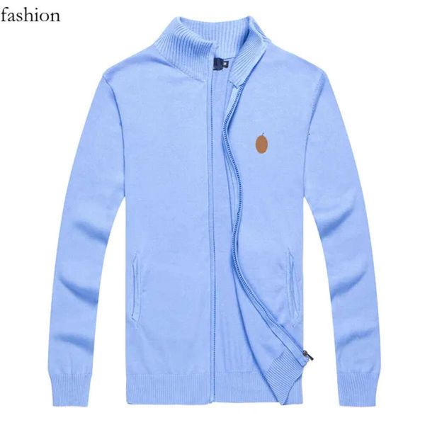 Polo laine pull polaire chemises épaisse demi fermeture éclair col haut chaud pull mince tricot tricot pulls petit cheval marque coton sweat 818