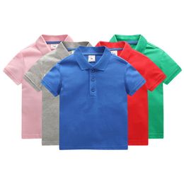 Polos enfants enfants chemises à manches courtes école d'été grands garçons filles coton revers bouton hauts décontracté Koszulka 230617