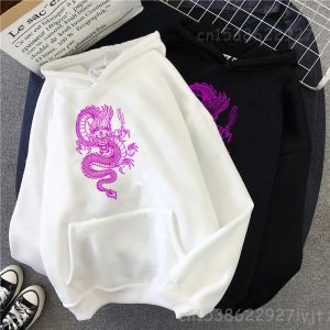 Polos Sweat-shirt à capuche vintage de dragon chinois Chinois Harajuku Oversize Sweatshirt Streetwear Top Hiphop Hoodie