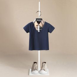 Polo's Mode Zomer Jongens Kleding Korte T-shirt Luxe Strand Gestreepte Plaid Kinderkleding Set Jongens Shirts 230803