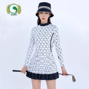 Polos GLIFE Golf ensemble de vêtements pour femmes automne/hiver t-shirt imprimé à manches longues jupes courtes dames Tennis vêtements de Golf costume