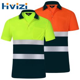 Polos Hi Viz Safety Polo Shirt Orange High Visibility Reflective Shirt avec poches