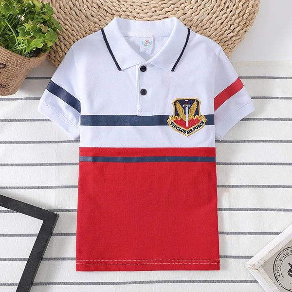 Polos Haute qualité enfants polos garçons haut en gros enfants T-shirt Patchwork Polo enfants garçons moyennes et grandes filles chemises 231122