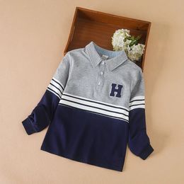 Polos Kinder Poloshirt Frühling Herbst Kinder Umlegekragen Streifen Tops Schulshirt für Jungen 5-12 Jahre 231122