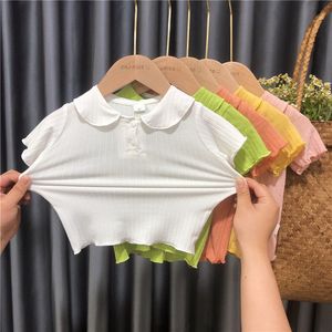 Polos enfants T-shirt POLO chemise à manches courtes bébé fille mode d'été Version coréenne Simple sauvage haut mince T-shirt 230620