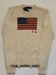 Polos Pulls tricotés Pulls pour femmes pour hommes 2023 Us American Tricoté - Drapeau Haut de gamme Luxe Confortable Pull en coton 100% Fil Rl Bear Femmes FDGA