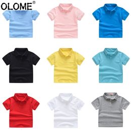 Polo's OLOME Zomer Solid Kinderen Polo Shirts Katoen Klassieke Korte Mouw Polo Shirts Jongens School Kleding Unisex Kids Top Tees 230629