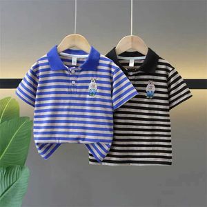 Polos Polos Boys Polo Shirt Summer Cotton Short Seven Stripe T-Shirt Childrens Polo Shirt WX5.29