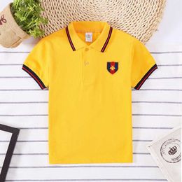 Polos Polos Boys Polo Shirt Summer Sport Jersey Cotton Girls Clothing Childrens Butterfly Embroidery Decoration T-Shirt Short Seven Top T-Shirt WX5.29