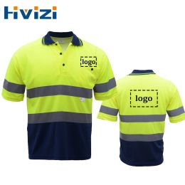 Polos Safety Polo Logo Custom Work Uniform Motorcycle Cycling Sports Outdoor Reflective Clothing