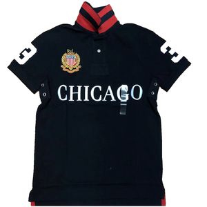 Polos Trendy City Name Badge Chicago T-shirt pour hommes à manches courtes