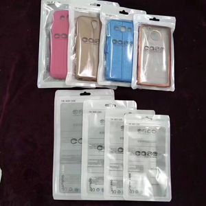 Sacs en polyéthylène transparent en plastique Opp Emballage Accessoires d'emballage à glissière Boîtes de vente au détail en PVC Poignées pour 4,7 5,5 6,5 pouces iPhone Samsung Huawei XiaoMi OnePlus Étui de câble avec clip