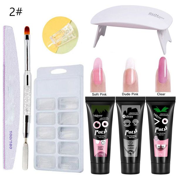 Poly Nail Gel kit LED Clear UV Gel Vernis Vernis À Ongles Construction Rapide Pour Ongles Extensions Builder Nail Art Kit